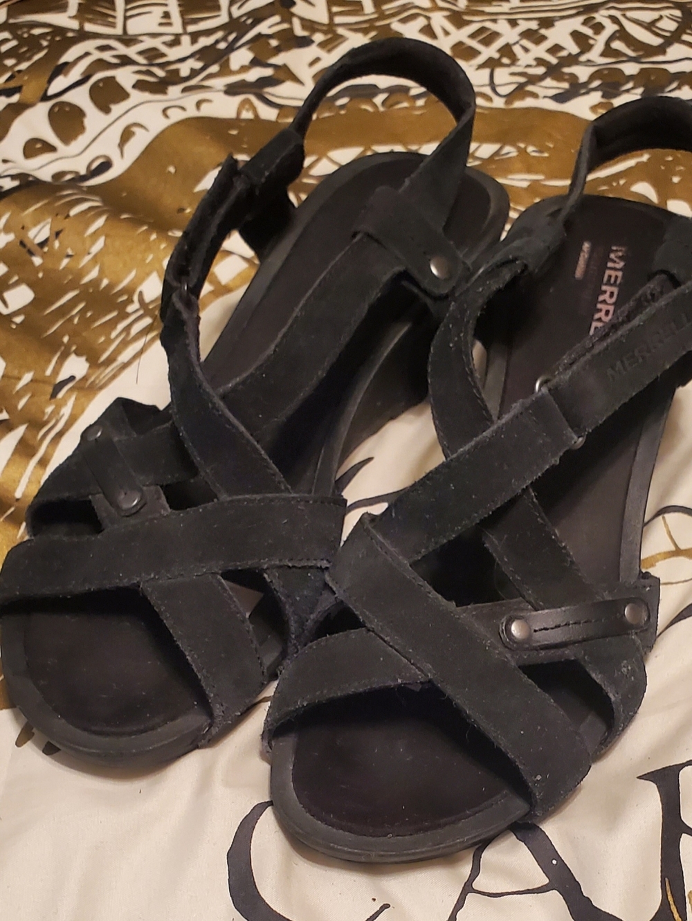 Merrell Women's 8 Black Suede Sandals Proformance Footwear